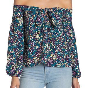 NSR TEAL FLORAL OFF THE SHOULDER TOP SMALL NWT
